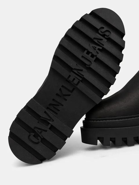 Calvin Klein Jeans sztyblety nubukowe FLATFORM CHELSEA BOOT MG NB kolor czarny na platformie YW0YW01684