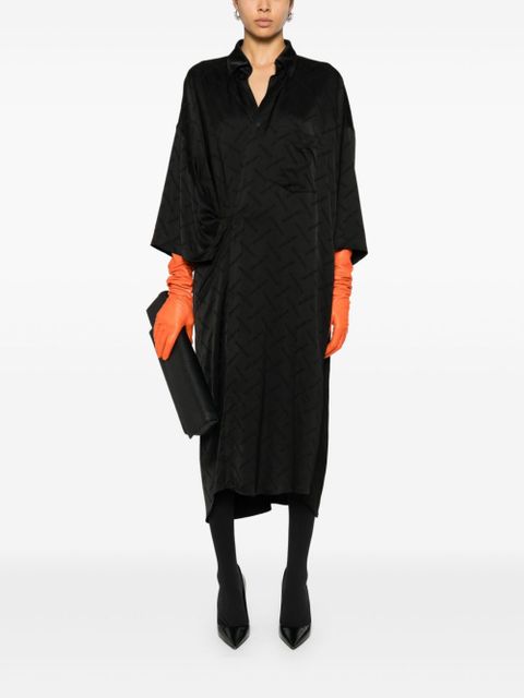 Balenciaga logo-jacquard wrap dress - Black