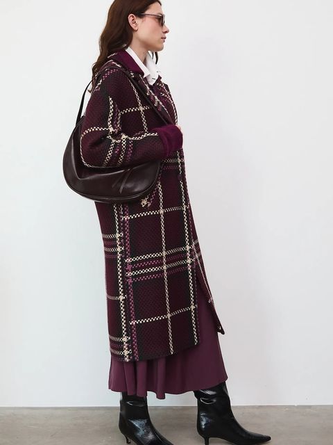 Medicine płaszcz damski kolor bordowy