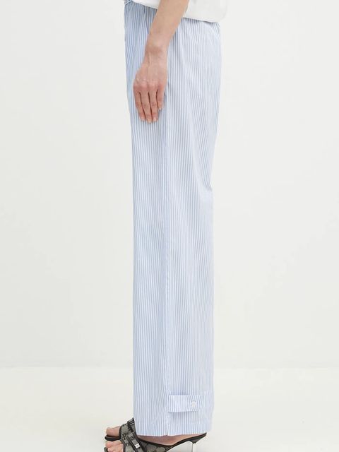 Fiorucci spodnie bawełniane Striped Logo damskie kolor niebieski szerokie high waist U02SPBPA299CO01BL02