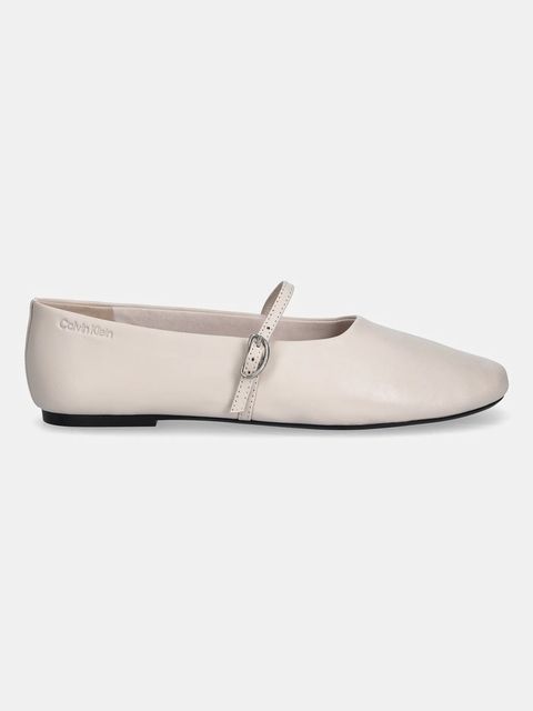 Calvin Klein baleriny skórzane OBLIQUE BALLERINA MJ LTH HDW - zdjęcie produktu nr 1