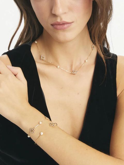 Tory Burch Kira Clover Pearl necklace - Gold