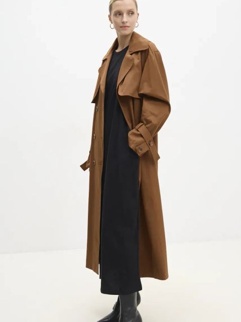 Answear.LAB trencz damski kolor brązowy przejściowy dwurzędowy