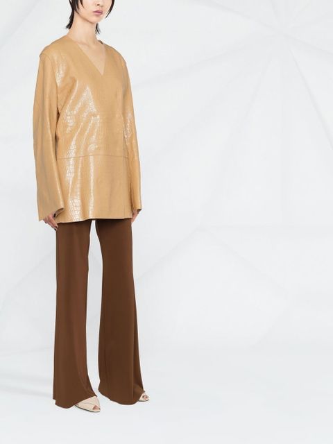 TOTEME crocodile-embossed single-breasted blazer - Neutrals