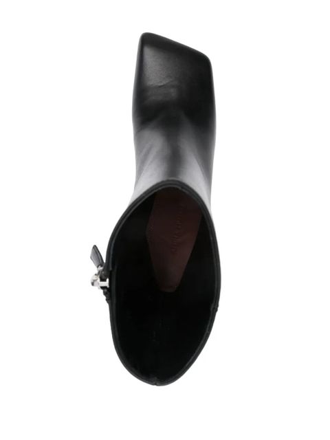 Amina Muaddi Marine 100mm leather ankle boots - Black