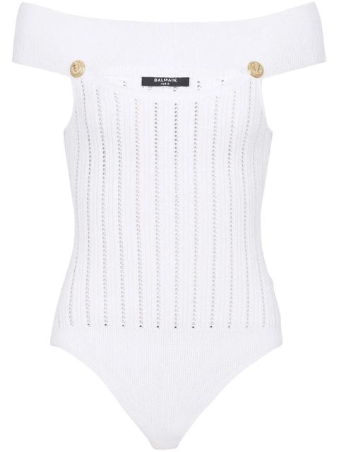 Balmain openwork knit bodysuit - White - zdjęcie produktu nr 1