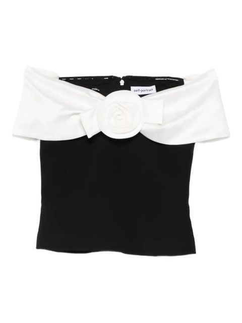 Self-Portrait crepe off-shoulder top - Black - zdjęcie produktu nr 1
