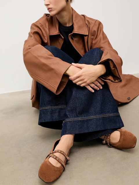 Answear.LAB baleriny zamszowe kolor brązowy - zdjęcie produktu nr 1