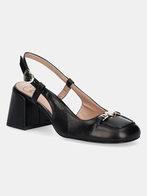 Love Moschino czółenka skórzane kolor czarny na słupku z odkrytą piętą JA10107G1MIA0000 - zdjęcie produktu nr 1