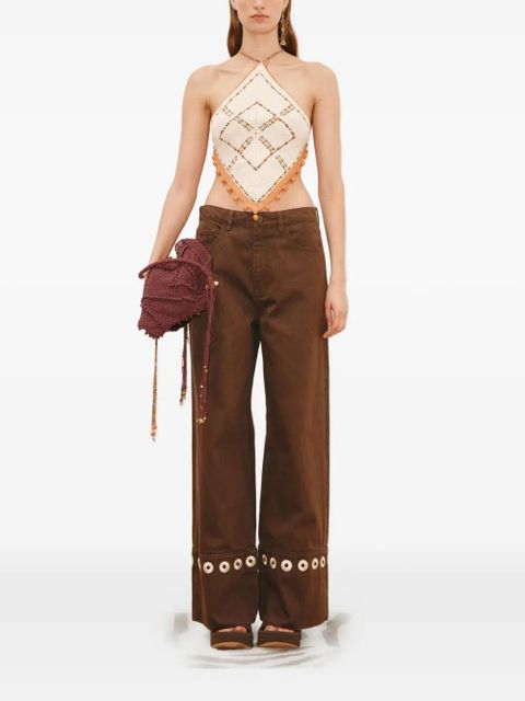 ALEMAIS crochet-knit pom-pom top - Neutrals - zdjęcie produktu nr 2