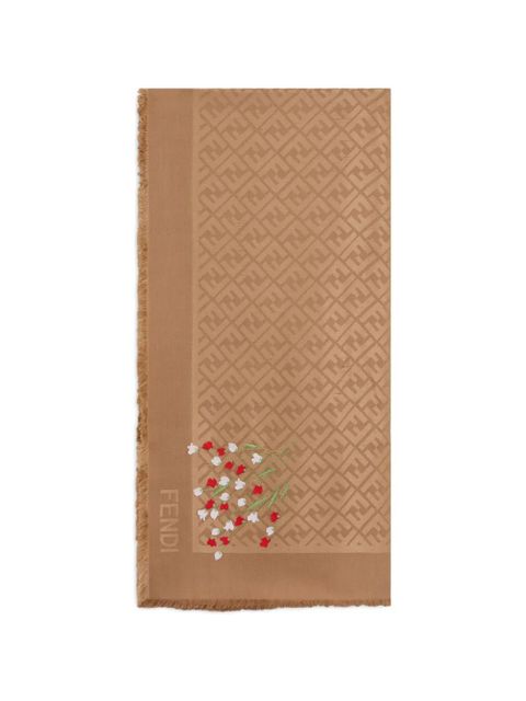 FENDI FF jacquard floral-embroidered shawl - Neutrals - zdjęcie produktu nr 1