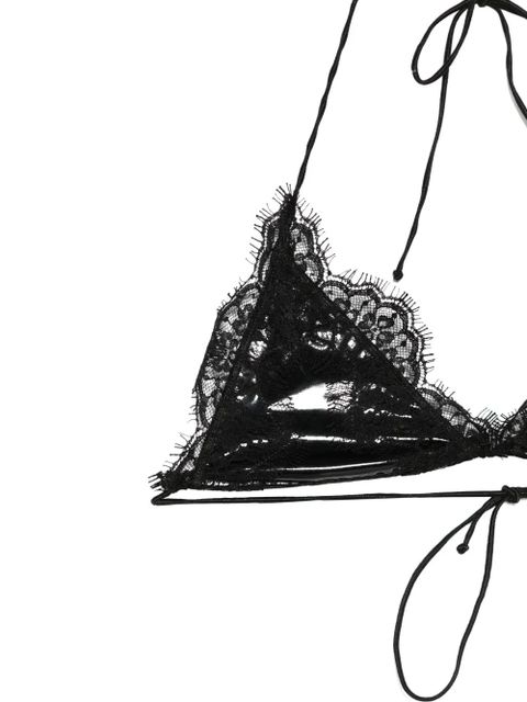 Oséree lace-trim latex bikini - Black