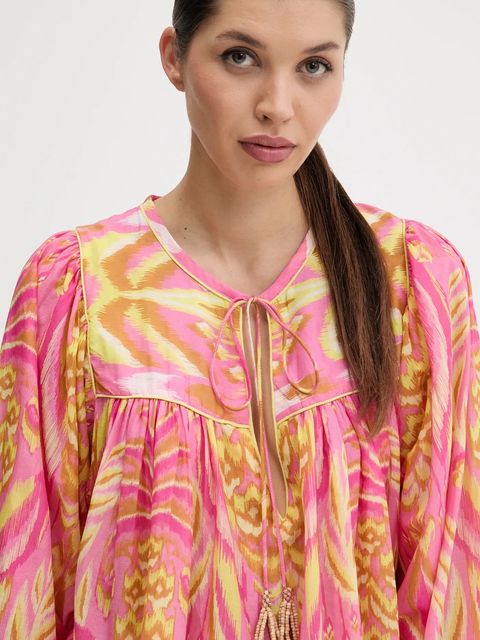 Farm Rio bluzka bawełniana damska kolor różowy wzorzysta 336600