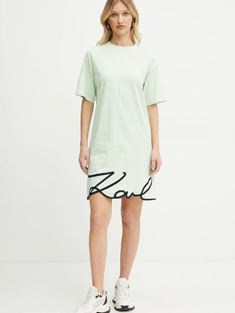 Karl Lagerfeld sukienka bawełniana kolor zielony mini oversize A1W13001 - zdjęcie produktu nr 2