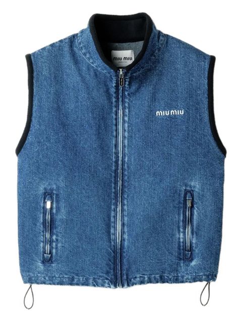Miu Miu cashmere denim blouson vest - Blue - zdjęcie produktu nr 1
