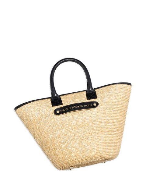 Maison Michel Brittany straw leather-trimmed tote bag - Neutrals - zdjęcie produktu nr 2