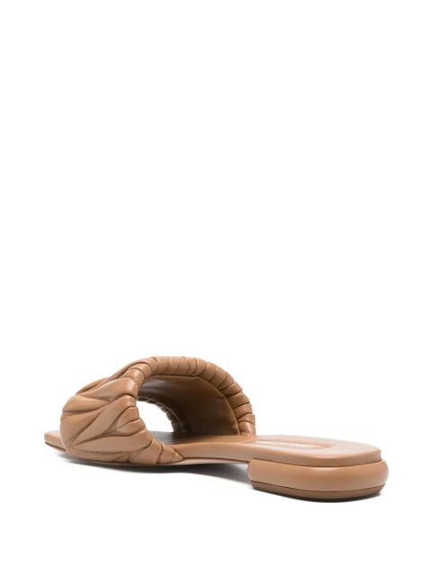 Miu Miu logo-lettering sandals - Brown