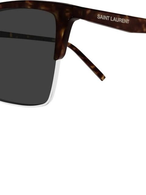 Saint Laurent Eyewear tortoiseshell-effect rectangle-frame sunglasses - Brown