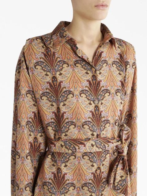 ETRO paisley-print belted midi shirtdress - Neutrals