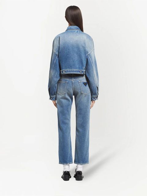 Prada cropped organic-denim jacket - Blue
