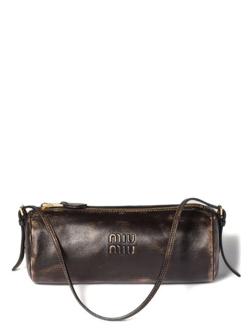 Miu Miu embossed-logo cylinder shoulder bag - Brown - zdjęcie produktu nr 2
