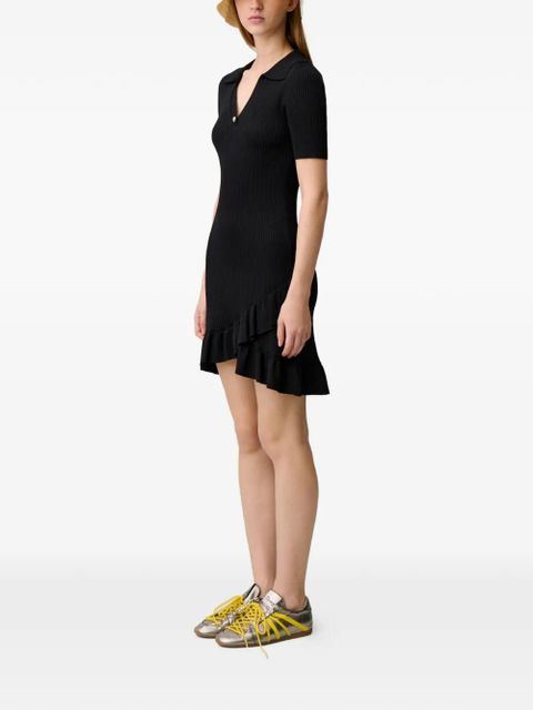 Claudie Pierlot ruffled polo knitted dress - Black