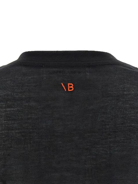 Victoria Beckham logo-embroidered T-shirt - Black