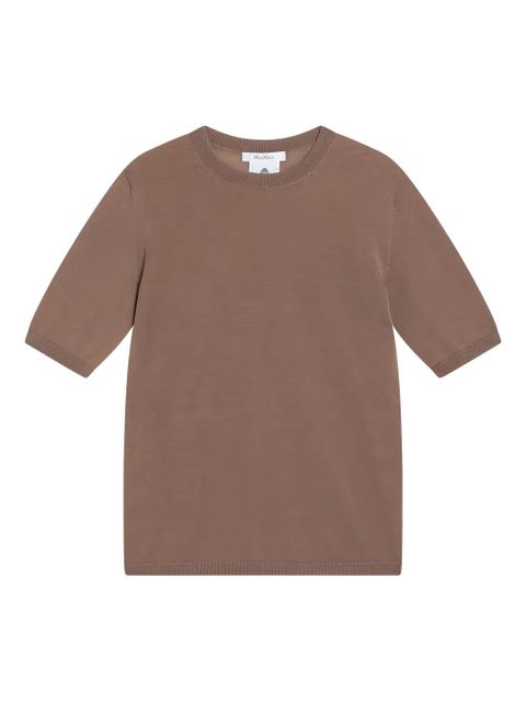 Max Mara short-sleeve round-neck wool T-shirt - Brown - zdjęcie produktu nr 1