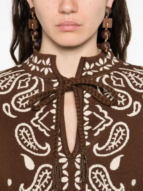 FARM Rio Bohemian Paisley long-sleeve sweater - Brown