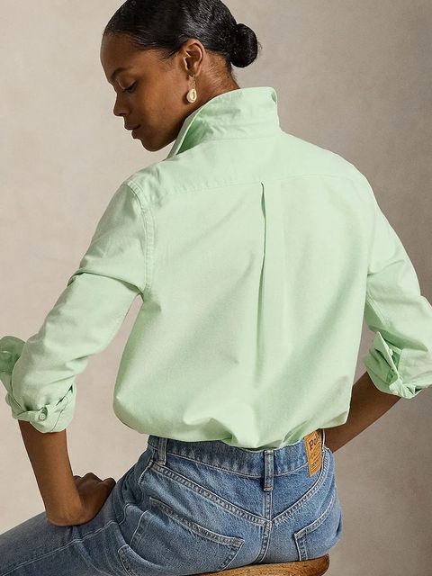 Polo Ralph Lauren koszula bawełniana damska kolor turkusowy relaxed z kołnierzykiem klasycznym 211970736