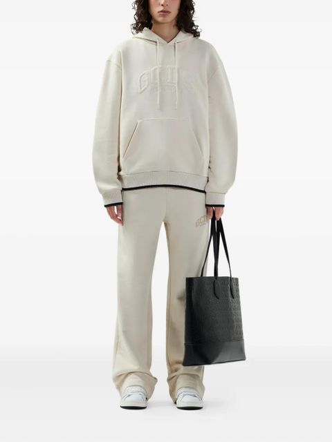 GCDS logo-embossed hoodie - Neutrals