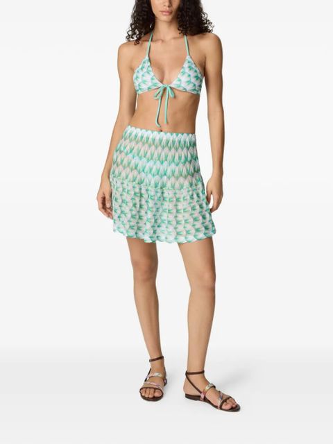 Missoni pleated geometric-pattern mini skirt - White