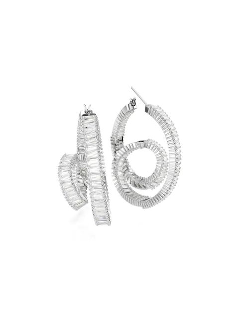 Swarovski Matrix baguette-cut hoop earrings - Silver