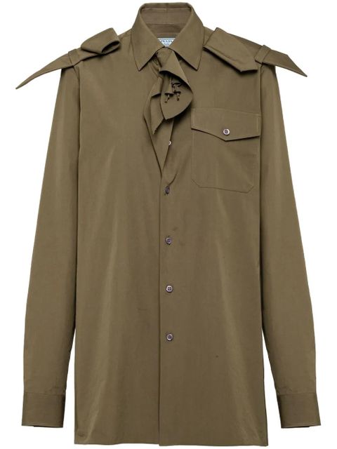 Prada floral-embellished poplin shirt - Green - zdjęcie produktu nr 1