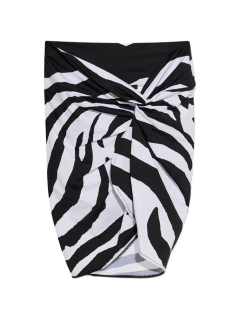 Balmain zebra-print twisted-detail mini skirt - White - zdjęcie produktu nr 1