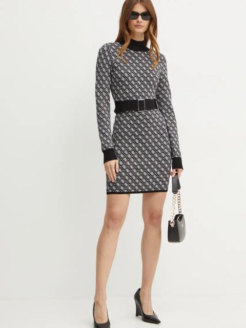 Guess sukienka LISE kolor czarny mini rozkloszowana W4BK43 Z37K0