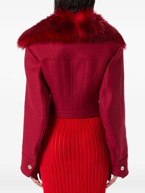 Blumarine faux-fur-collar cropped jacket - Red