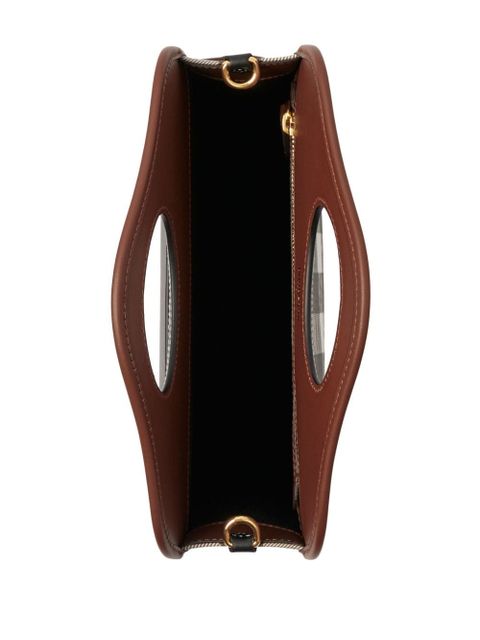 Burberry mini checkered leather tote bag - Brown