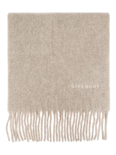Givenchy fringed logo-embroidered scarf - Neutrals - zdjęcie produktu nr 1