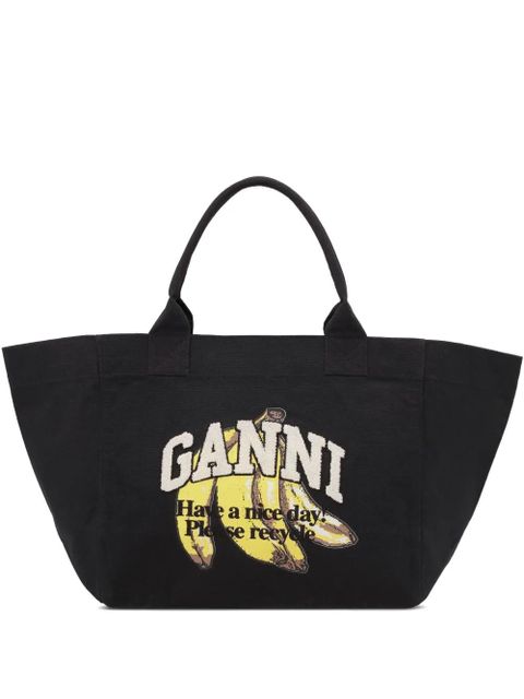 GANNI canvas tote bag - Black - zdjęcie produktu nr 1