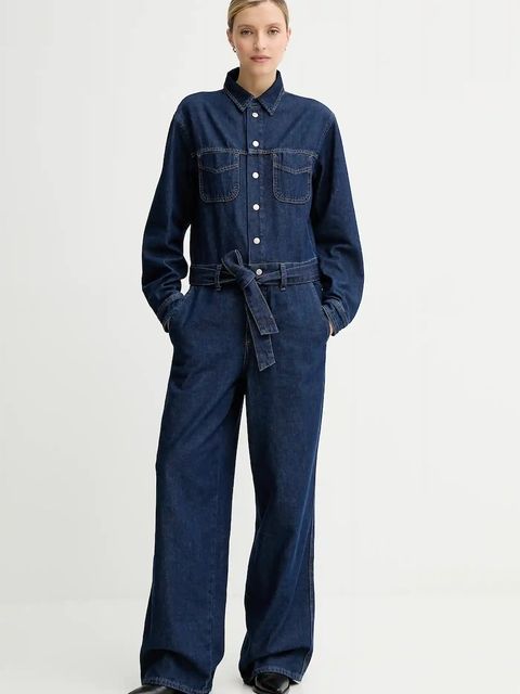 Marc O'Polo kombinezon jeansowy kolor granatowy bawełniany z kołnierzykiemm 5000006876