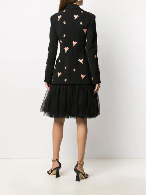 Moschino tulle skirt floral embroidered dress - Black
