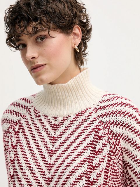 Tommy Hilfiger sweter z dodatkiem wełny damski kolor czerwony ciepły z golfem WW0WW46410