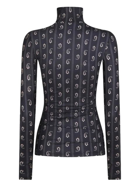 Tory Burch geometric-print turtleneck top - Blue - zdjęcie produktu nr 2