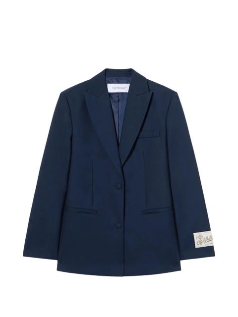 Off-White label-patch blazer - Blue