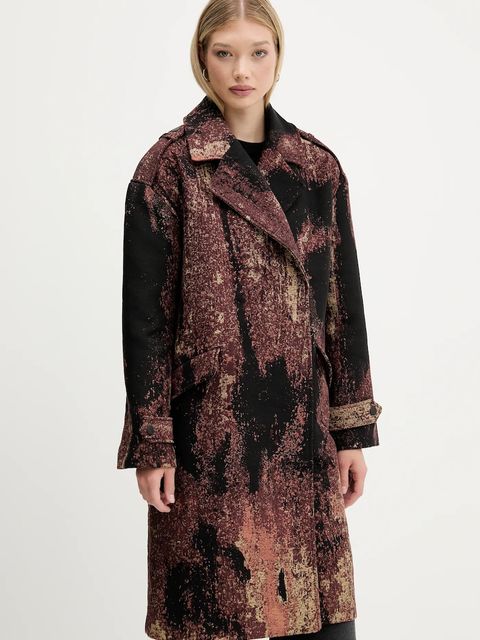 Desigual płaszcz BRUSHED LAC kolor brązowy 25WWEW05