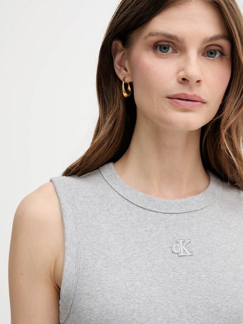 Calvin Klein Jeans sukienka kolor szary midi dopasowana LV047C240G