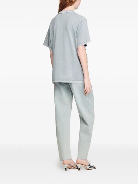 SANDRO rhinestone-embellished cotton T-shirt - Grey