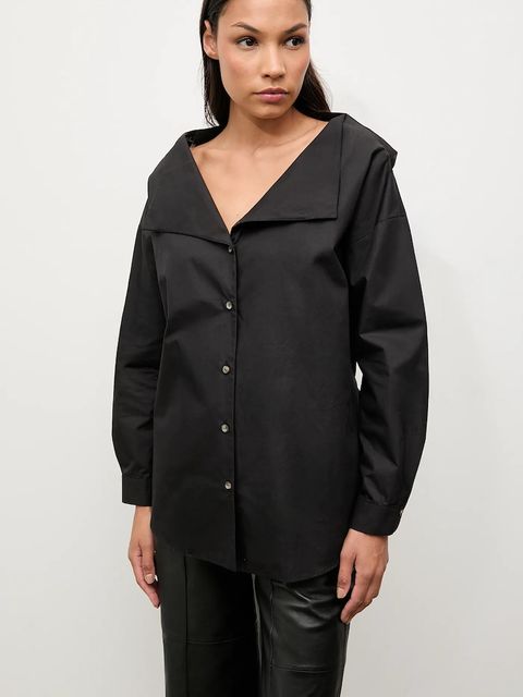 Answear.LAB koszula bawełniana damska kolor czarny regular z kołnierzykiem klasycznym - zdjęcie produktu nr 2