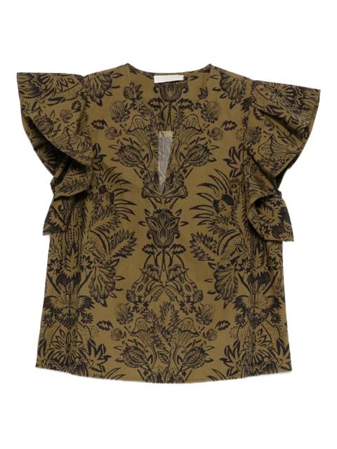 Ulla Johnson ruffled floral-pattern blouse - Green - zdjęcie produktu nr 1